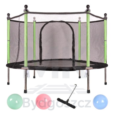 Trampolina do domu ogrodu dla dzieci siatka piłki 140cm 55inch zielona Trampolina do domu ogrodu dla dzieci siatka piłki 140cm 55inch zielona