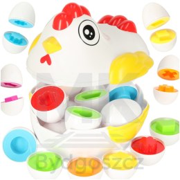 Układanka edukacyjna sorter dopasuj kształty jajka 12 szt. kura