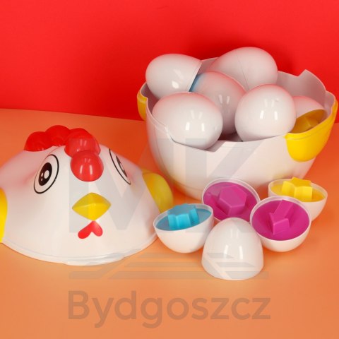 Układanka edukacyjna sorter dopasuj kształty jajka 12 szt. kura Układanka edukacyjna sorter dopasuj kształty jajka 12 szt. kura