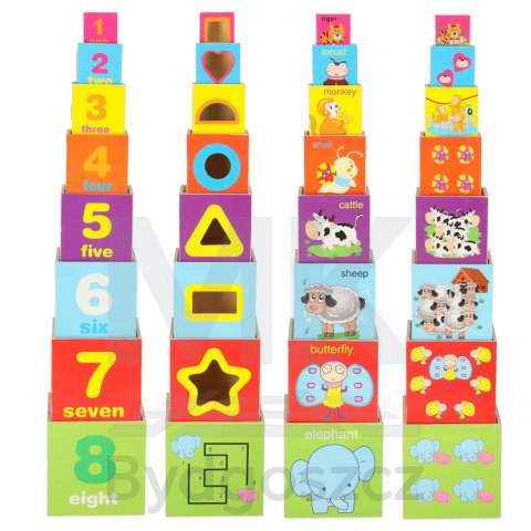 Wieża edukacyjna drewniana sorter kształty nauka liczenia 71cm XXL Wieża edukacyjna drewniana sorter kształty nauka liczenia 71cm XXL