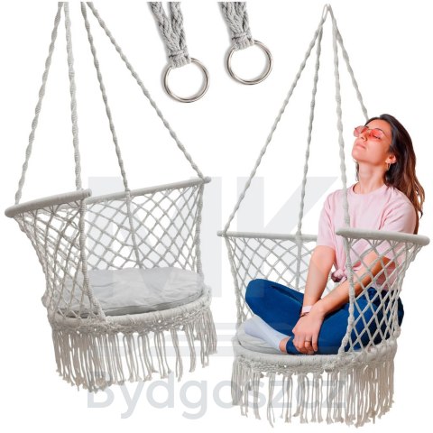 Huśtawka ogrodowa bocianie gniazdo z oparciem ogrodowa szare 80 cm 150 kg