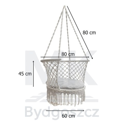 Huśtawka ogrodowa bocianie gniazdo z oparciem ogrodowa szare 80 cm 150 kg