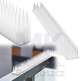 Kolce na gołębie listwa na ptaki odstraszasz plastikowe gęste białe 8el. 43 cm