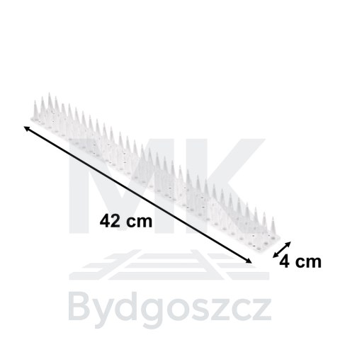 Kolce na gołębie listwa na ptaki odstraszasz plastikowe gęste białe 8el. 43 cm Kolce na gołębie listwa na ptaki odstraszasz plastikowe gęste białe 8el. 43 cm