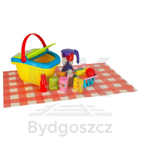 Kosz piknikowy koszyk owoce soki napoje jedzenie prowiant przekąski na piknik Kosz piknikowy koszyk owoce soki napoje jedzenie prowiant przekąski na piknik