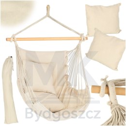 Krzesło brazylijskie z podnóżkiem leżak wiszący huśtawka 130cm beż