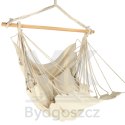 Krzesło brazylijskie z podnóżkiem leżak wiszący huśtawka 130cm beż