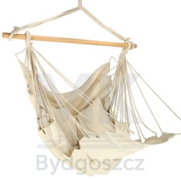 Krzesło brazylijskie z podnóżkiem leżak wiszący huśtawka 130cm beż
