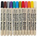 Markery akrylowe do tkanin kamieni pisaki flamastry mazaki wodoodporne DIY 12 szt.