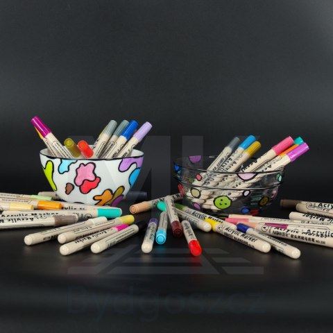Markery akrylowe do tkanin kamieni pisaki flamastry mazaki wodoodporne DIY 48 szt. Markery akrylowe do tkanin kamieni pisaki flamastry mazaki wodoodporne DIY 48 szt.