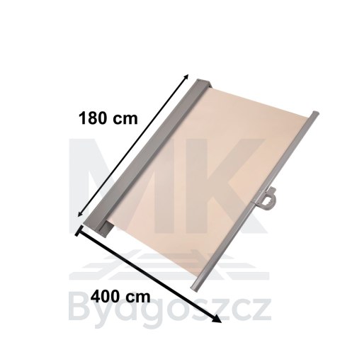 Markiza boczna tarasowa LUARO parawan zwijana 180 x 400 cm beżowa Markiza boczna tarasowa LUARO parawan zwijana 180 x 400 cm beżowa