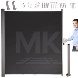Markiza boczna tarasowa LUARO parawan zwijana 180 x 400 cm szara
