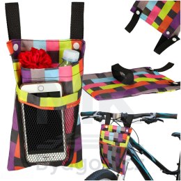 Torba na rower hulajnogę kierownicę telefon sakwa rowerowa kolorowa kratka