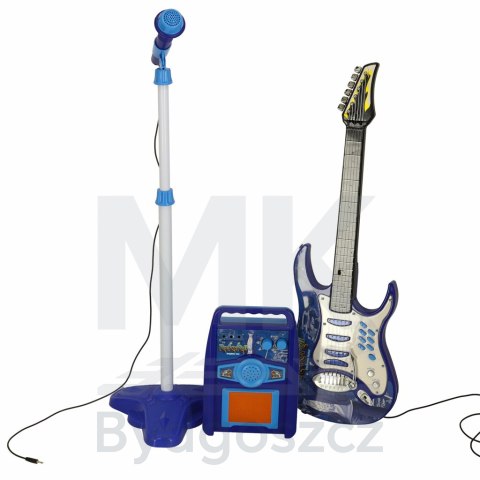 Gitara elektryczna rockowa ze wzmacniaczem mikrofonem dla dzieci niebieska Gitara elektryczna rockowa ze wzmacniaczem mikrofonem dla dzieci niebieska