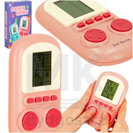 Gra elektroniczna zręcznościowa mini konsola przenośna kieszonkowa tetris różowa