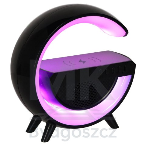 Lampka LED Gamingowa RGB głośnik ładowarka indukcyjna czarna Lampka LED Gamingowa RGB głośnik ładowarka indukcyjna czarna