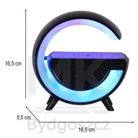 Lampka LED Gamingowa RGB głośnik ładowarka indukcyjna czarna Lampka LED Gamingowa RGB głośnik ładowarka indukcyjna czarna