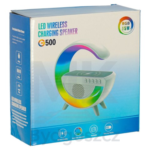 Lampka LED Gamingowa RGB głośnik ładowarka indukcyjna czarna Lampka LED Gamingowa RGB głośnik ładowarka indukcyjna czarna