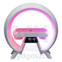 Lampka nocna LED Gamingowa RGB głośnik ładowarka indukcyjna radio budzik zegar