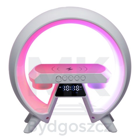 Lampka nocna LED Gamingowa RGB głośnik ładowarka indukcyjna radio budzik zegar Lampka nocna LED Gamingowa RGB głośnik ładowarka indukcyjna radio budzik zegar
