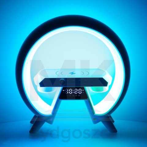 Lampka nocna LED Gamingowa RGB głośnik ładowarka indukcyjna radio budzik zegar Lampka nocna LED Gamingowa RGB głośnik ładowarka indukcyjna radio budzik zegar