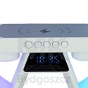 Lampka nocna LED Gamingowa RGB głośnik ładowarka indukcyjna radio budzik zegar