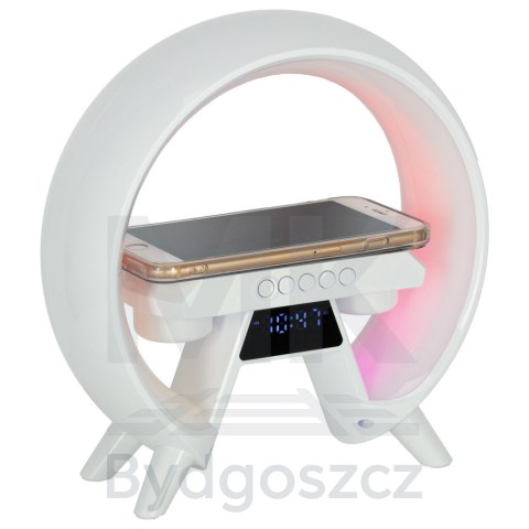 Lampka nocna LED Gamingowa RGB głośnik ładowarka indukcyjna radio budzik zegar Lampka nocna LED Gamingowa RGB głośnik ładowarka indukcyjna radio budzik zegar