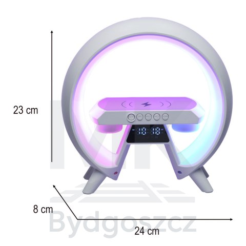 Lampka nocna LED Gamingowa RGB głośnik ładowarka indukcyjna radio budzik zegar Lampka nocna LED Gamingowa RGB głośnik ładowarka indukcyjna radio budzik zegar