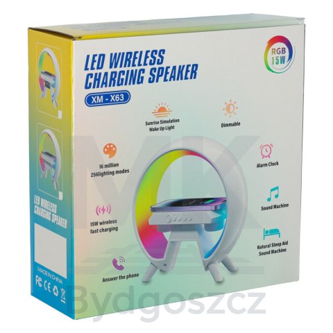 Lampka nocna LED Gamingowa RGB głośnik ładowarka indukcyjna radio budzik zegar Lampka nocna LED Gamingowa RGB głośnik ładowarka indukcyjna radio budzik zegar