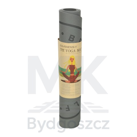Mata fitness do ćwiczeń jogi skakania na skakance wygłuszająca antypoślizgowa 125x61,5x0,6 cm szara Mata fitness do ćwiczeń jogi skakania na skakance wygłuszająca antypoślizgowa 125x61,5x0,6 cm szara