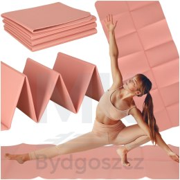 Mata fitness gimnastyczna do ćwiczeń jogi pilatesu fitness joga składana 183x61x0,4 cm różowy