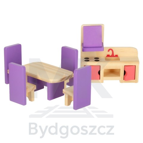 Mebelki do domku dla lalek drewniane fioletowe Mebelki do domku dla lalek drewniane fioletowe