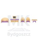 Mebelki do domku dla lalek drewniane fioletowe