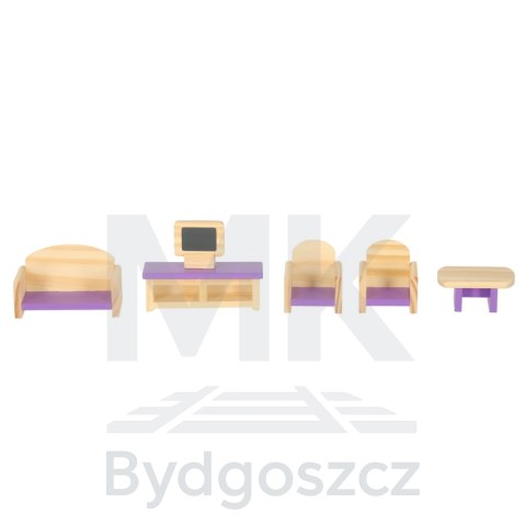 Mebelki do domku dla lalek drewniane fioletowe Mebelki do domku dla lalek drewniane fioletowe