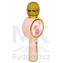 Mikrofon bezprzewodowy do karaoke bluetouch głośnik króliczek różowy