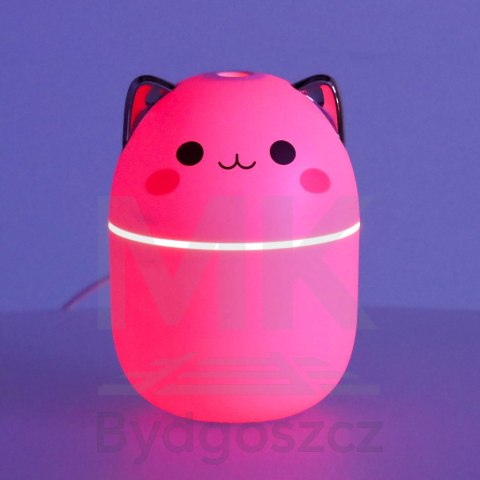 Nawilżacz powietrza dyfuzor do olejków kotek różowy RGB Nawilżacz powietrza dyfuzor do olejków kotek różowy RGB