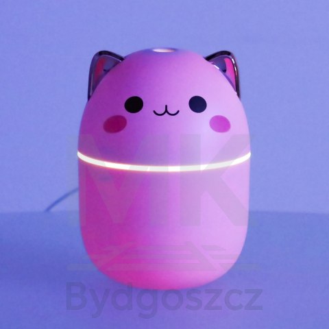 Nawilżacz powietrza dyfuzor do olejków kotek różowy RGB Nawilżacz powietrza dyfuzor do olejków kotek różowy RGB