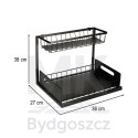 Organizer szafka półka kuchenna kosz pod zlew umywalkę wysuwana półka pojemnik 2-poziomowy metal