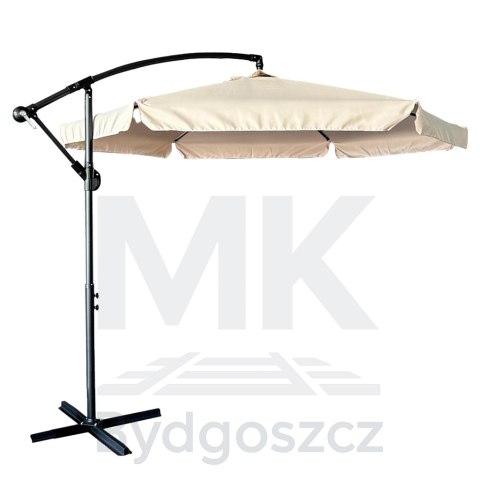 Parasol ogrodowy duży składany z wysięgnikiem 290cm beżowy Parasol ogrodowy duży składany z wysięgnikiem 290cm beżowy