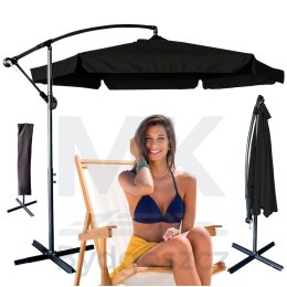 Parasol ogrodowy duży składany z wysięgnikiem 290cm czarny