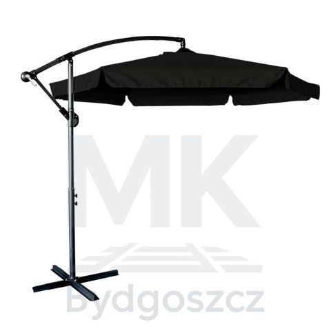 Parasol ogrodowy duży składany z wysięgnikiem 290cm czarny Parasol ogrodowy duży składany z wysięgnikiem 290cm czarny