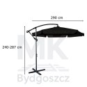 Parasol ogrodowy duży składany z wysięgnikiem 290cm czarny