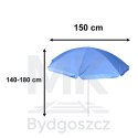Parasol ogrodowy plażowy regulowany łamany składany UV 150cm niebieski