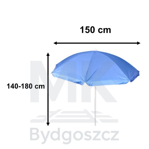 Parasol ogrodowy plażowy regulowany łamany składany UV 150cm niebieski Parasol ogrodowy plażowy regulowany łamany składany UV 150cm niebieski
