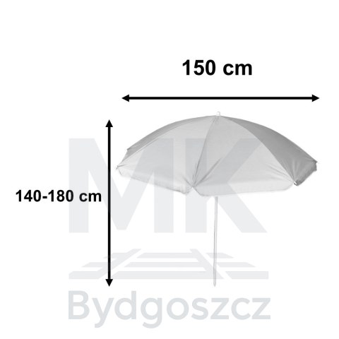 Parasol ogrodowy plażowy regulowany łamany składany UV 150cm szary
