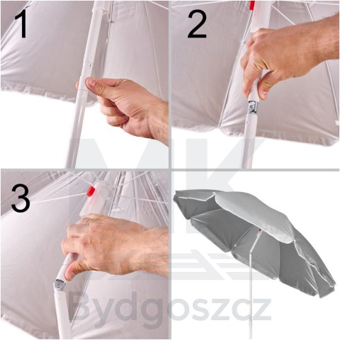 Parasol ogrodowy plażowy regulowany łamany składany UV 150cm szary