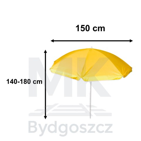 Parasol ogrodowy plażowy regulowany łamany składany UV 150cm żółty Parasol ogrodowy plażowy regulowany łamany składany UV 150cm żółty