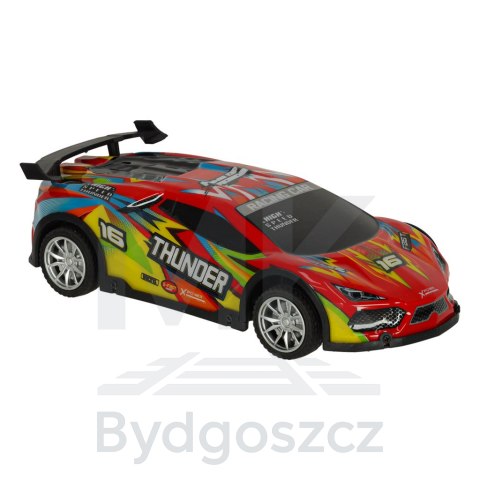 Samochód RC sportowy zdalnie sterowany na pilot auto wyścigowe drift z LED światłami czerwony Samochód RC sportowy zdalnie sterowany na pilot auto wyścigowe drift z LED światłami czerwony