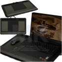 Stolik pod laptopa przenośny taca do łóżka na kolana podstawka czarny z poduszką