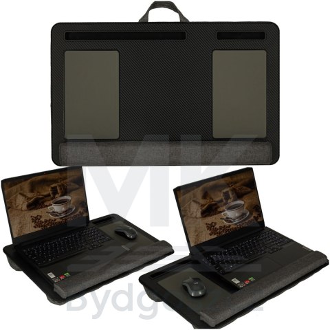 Stolik pod laptopa przenośny taca do łóżka na kolana podstawka czarny z poduszką Stolik pod laptopa przenośny taca do łóżka na kolana podstawka czarny z poduszką